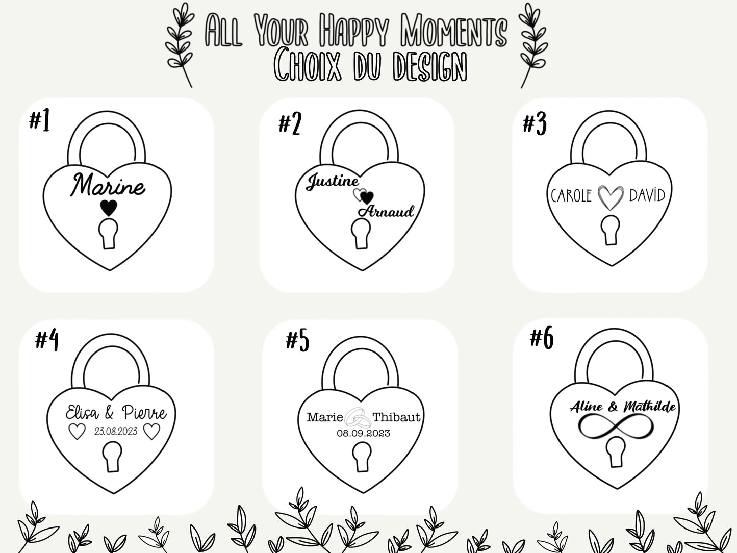 Cadenas en Acier Inoxydable Personnalisé Petit modèle All Your Happy Moments