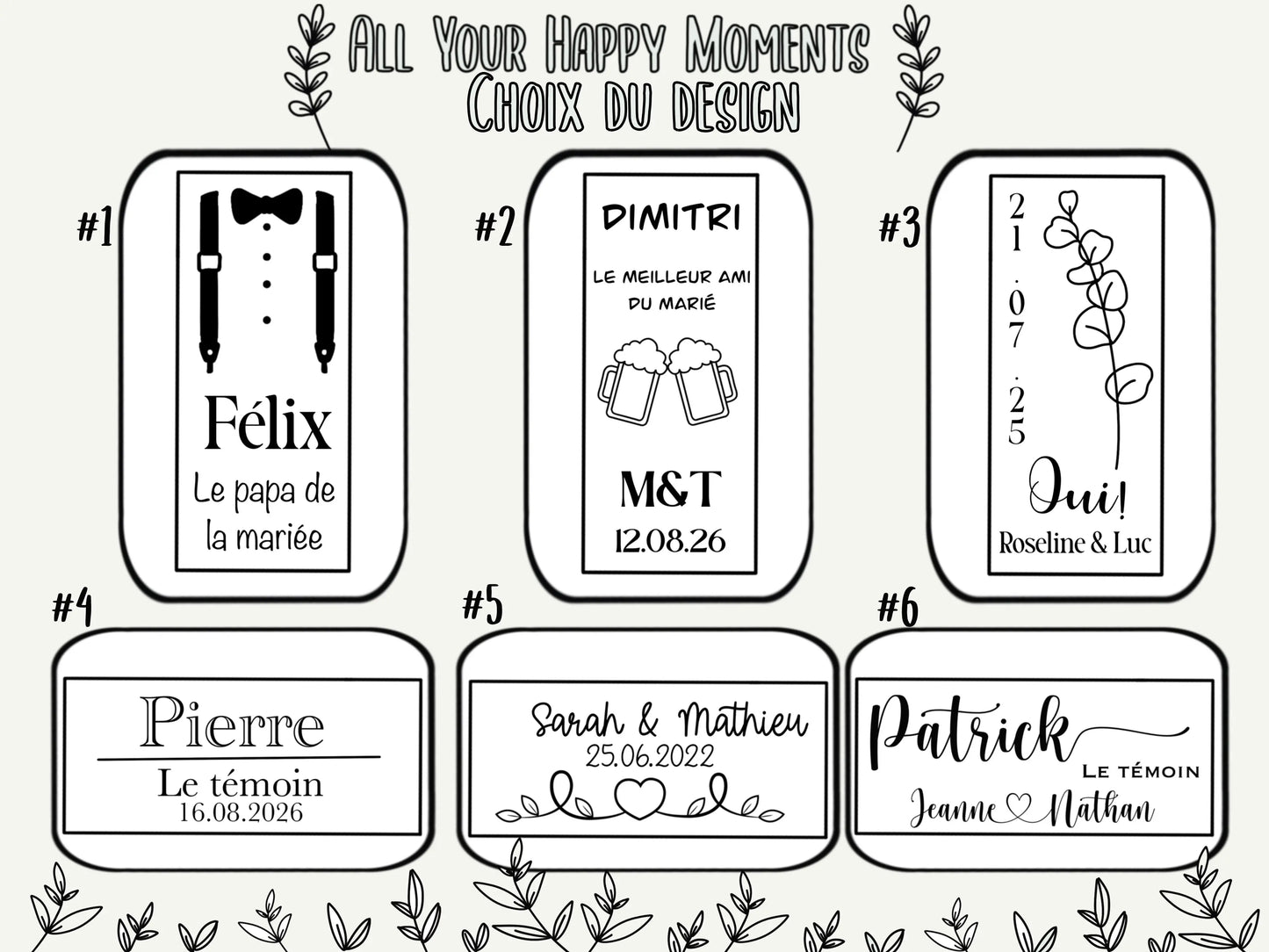 Décapsuleur personnalisés en bois All Your Happy Moments
