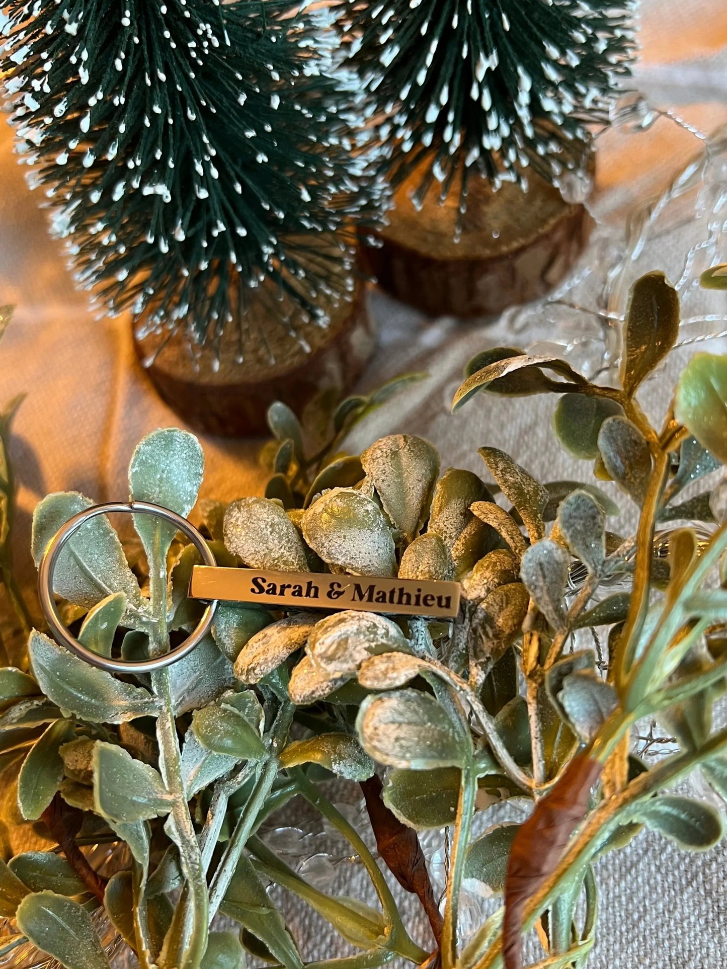 Porte-clé couple personnalisé en acier inoxydable All Your Happy Moments