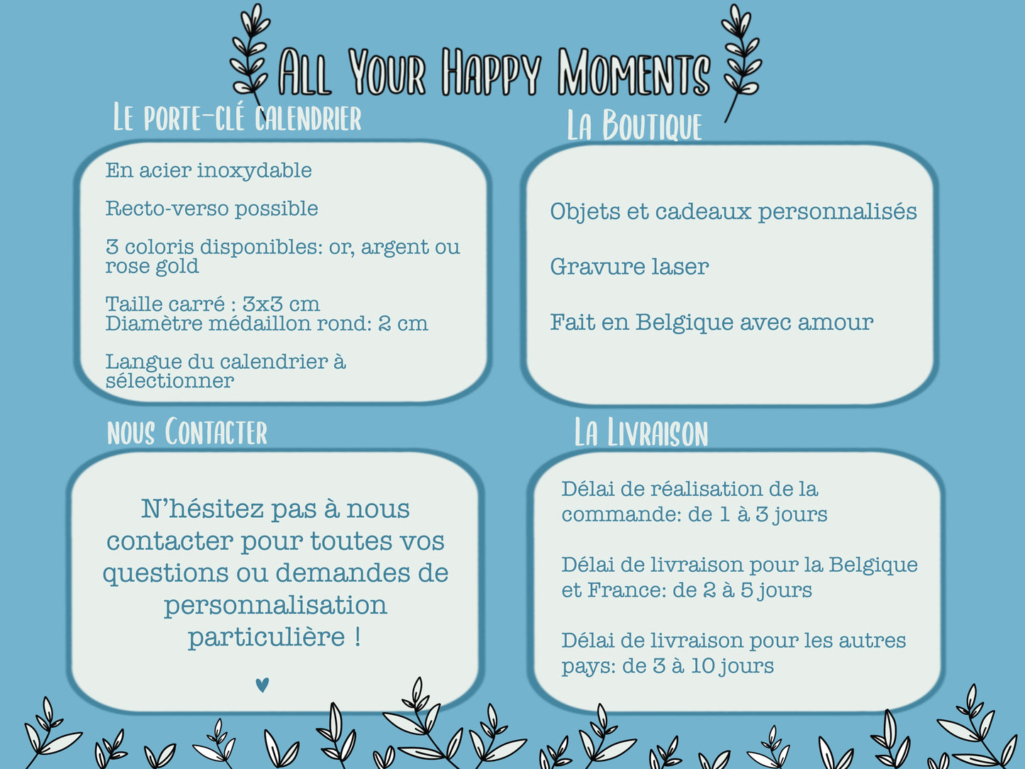 Porte-clé personnalisé calendrier en acier inoxydable