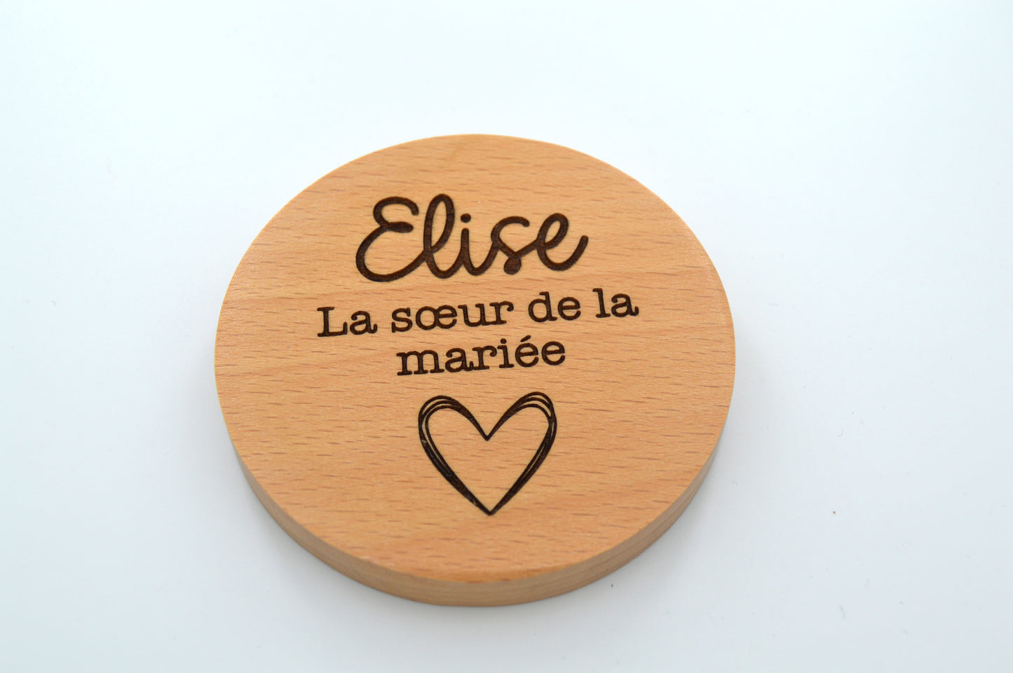 Miroir de poche en bois personnalisé avec gravure