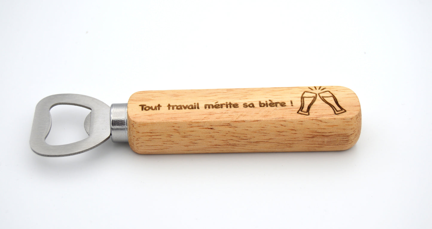 Décapsuleur en bois personnalisé