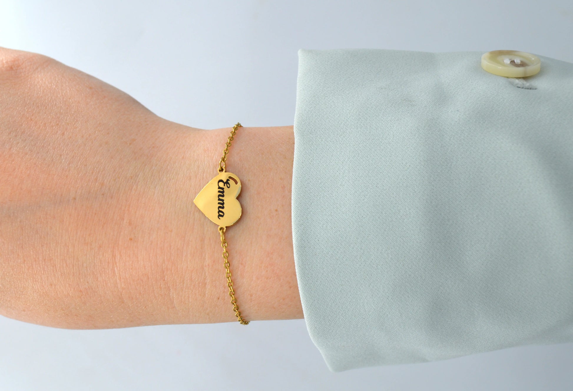 Bracelet en Acier Inoxydable Gravé Personnalisé | Bracelet coeur All Your Happy Moments