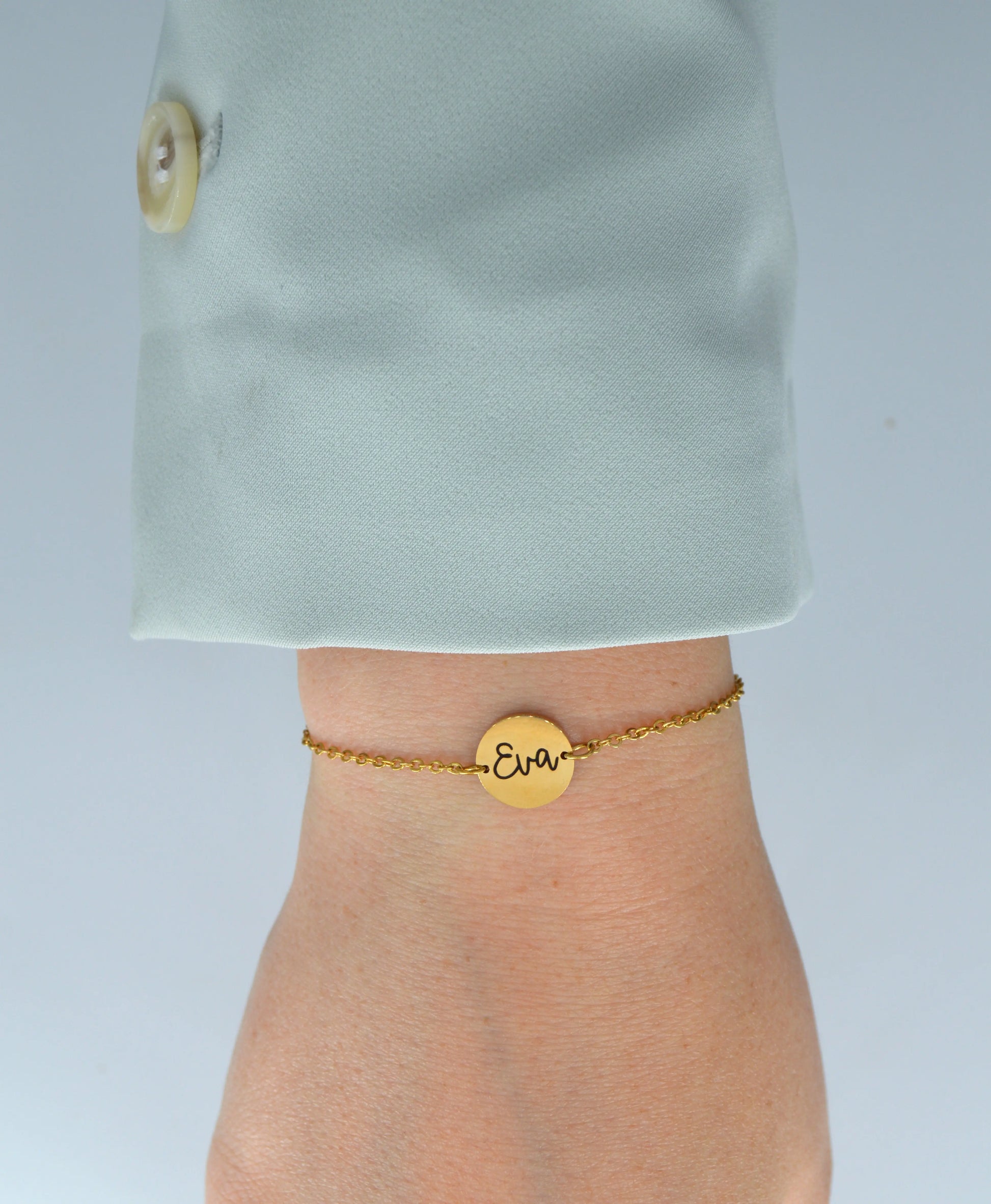 Bracelet en Acier Inoxydable Gravé Personnalisé | Médaillon rond All Your Happy Moments