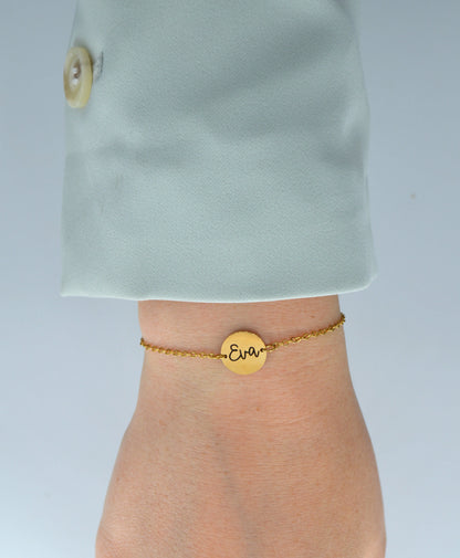 Bracelet en Acier Inoxydable Gravé Personnalisé | Médaillon rond All Your Happy Moments