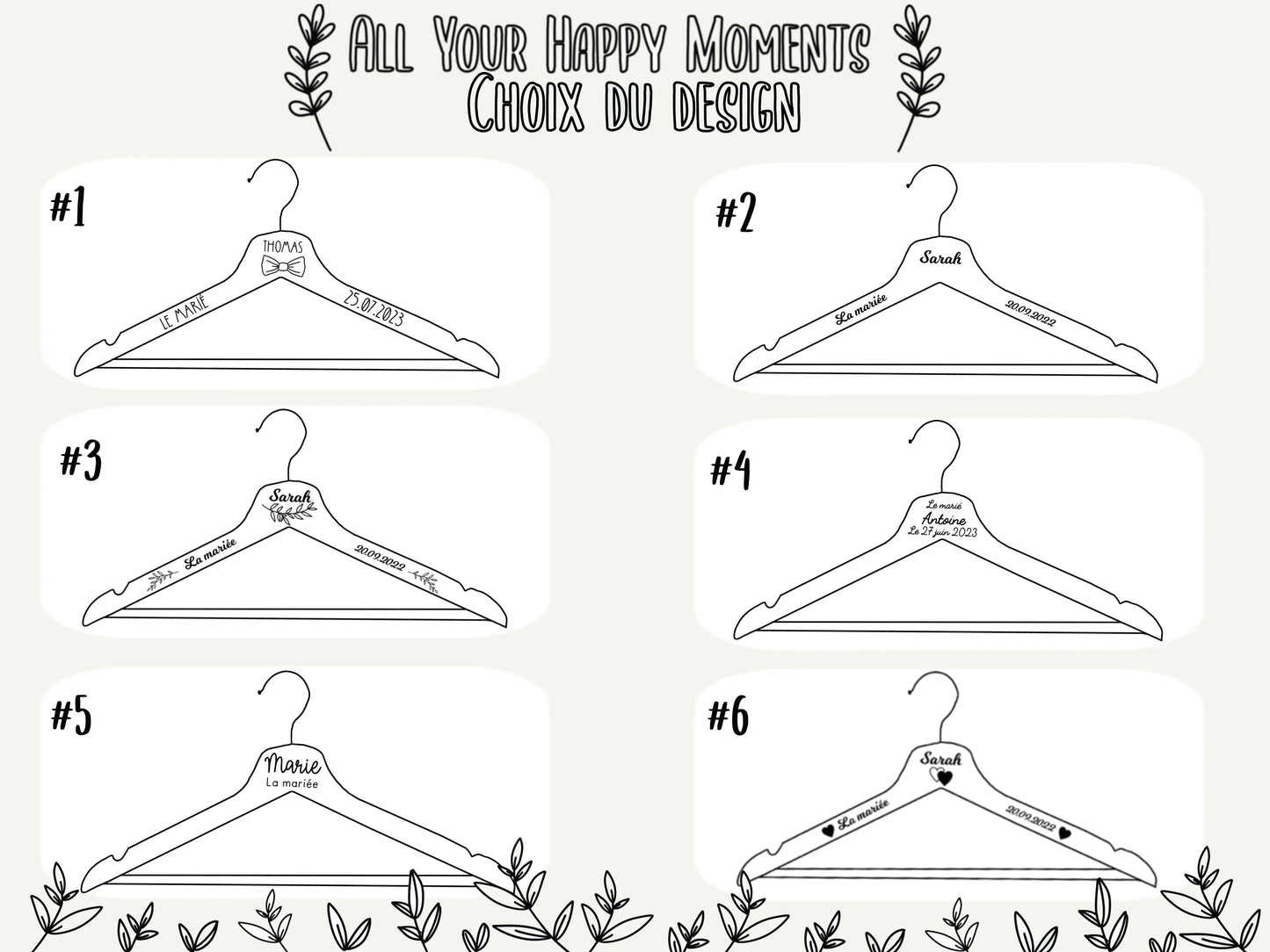 Cintre personnalisé en bois taille adulte All Your Happy Moments