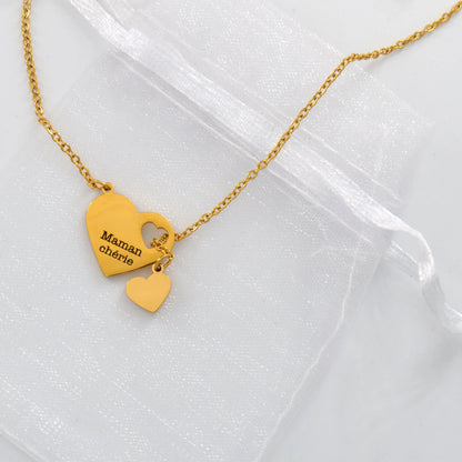 Collier en Acier Inoxydable Gravé Personnalisé | 2 cœurs imbriqués All Your Happy Moments