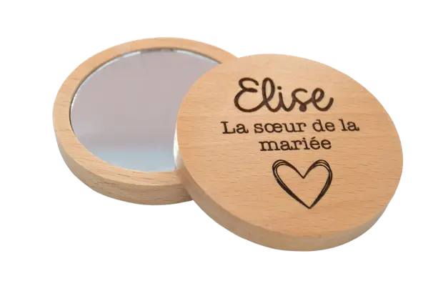 Miroir de poche en bois personnalisé All Your Happy Moments