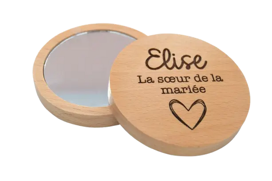 Miroir de poche en bois personnalisé All Your Happy Moments