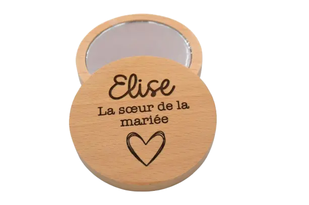 Miroir de poche en bois personnalisé All Your Happy Moments