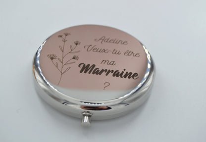 Miroir de poche personnalisable en acier inoxydable All Your Happy Moments