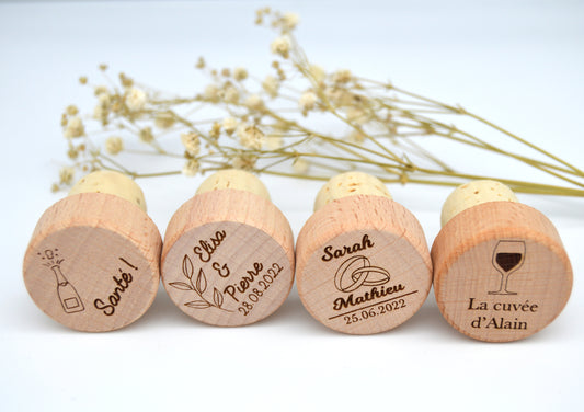 Personalized cork and wood wine and champagne stopper