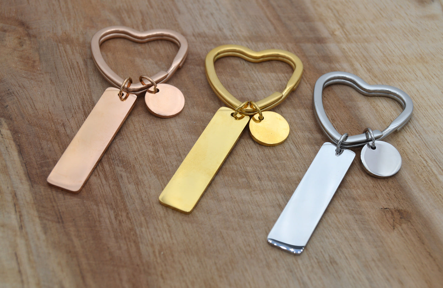 Porte-clés personnalisé en acier inoxydable coeur